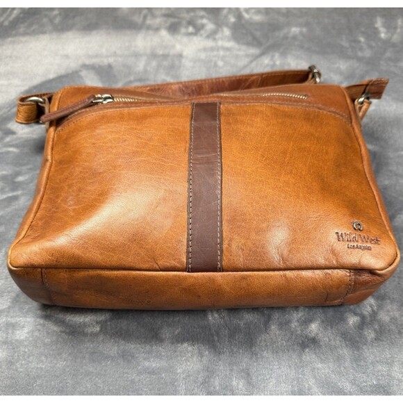 Wild West Los Angeles Women’s Distressed Leather Crossbody Bag Brown - Picture 3 of 15